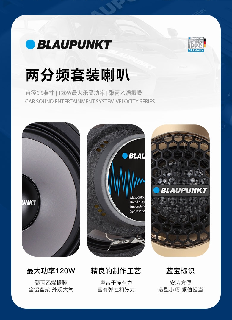 德国（蓝宝BLAUPUNKT）GTx 2652 C20 两分频套装喇叭